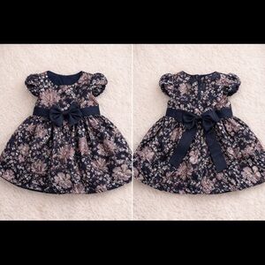 Baby Girl Floral Dress with Bow – 6–12 Months